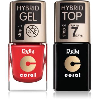 Delia Cosmetics Coral Nail Enamel Hybrid Gel kozmetika szett hölgyeknek odstín 01