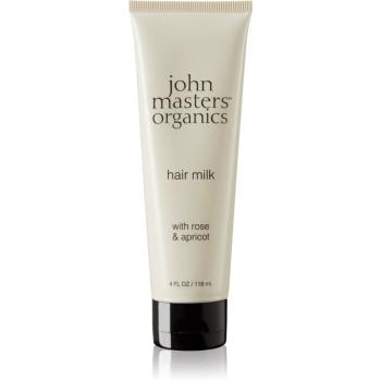 John Masters Organics Rose & Apricot öblítést nem igénylő tej a hajra a száraz hajvégekre 118 ml