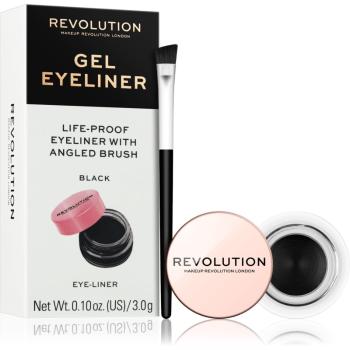 Makeup Revolution Gel Eyeliner Pot tartós zselés szemhéjtus ecsettel árnyalat Black 3 g