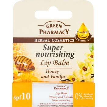 Green Pharmacy Lip Care tápláló ajak balzsam SPF 10 szilikon, parabén és színezék mentes 3.6 g