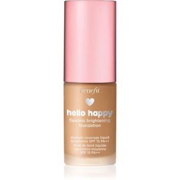 Benefit Hello Happy Flawless Brightening Foundation Mini frissítő folyékony make-up SPF 15 árnyalat 06 Medium Warm 10 ml