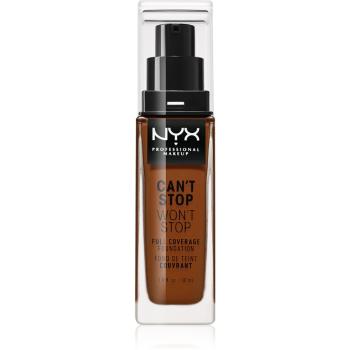 NYX Professional Makeup Can't Stop Won't Stop Magas fedésű alapozó árnyalat 25 Deep Ebony 30 ml