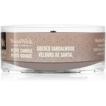Woodwick Suede & Sandalwood viaszos gyertya fa kanóccal 31 g