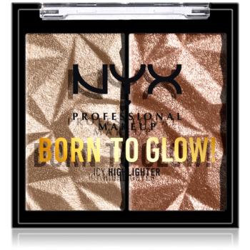 NYX Professional Makeup Born To Glow Icy Highlighter bőrvilágosító paletta árnyalat 02 - Platinum Status 5,7 g