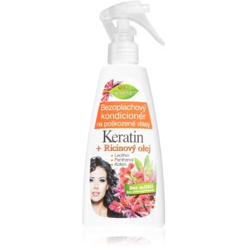 Bione Cosmetics Keratin + Ricinový olej leöblítést nem igénylő regeneráló kondicionáló hajra 260 ml