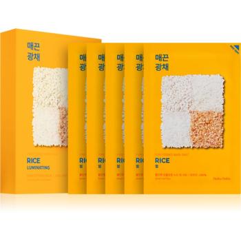 Holika Holika Pure Essence Rice szövet arcmaszk az arcbőr élénkítésére és vitalitásáért 5x20 ml