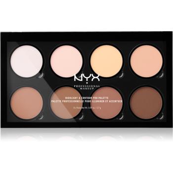 NYX Professional Makeup Highlight & Contour PRO Púderes highlight és kontúr paletta 8 x 2.7 g