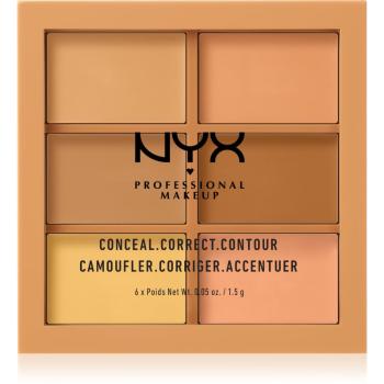 NYX Professional Makeup Conceal. Correct. Contour Korrektor és kontúrozó paletta árnyalat 02 Medium 6 x 1.5 g