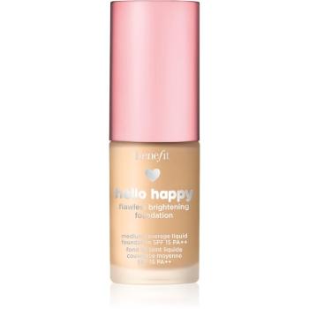 Benefit Hello Happy Flawless Brightening Foundation Mini frissítő folyékony make-up SPF 15 árnyalat 03 Light Neutral Warm 10 ml