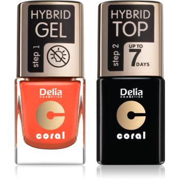 Delia Cosmetics Coral Nail Enamel Hybrid Gel kozmetika szett hölgyeknek