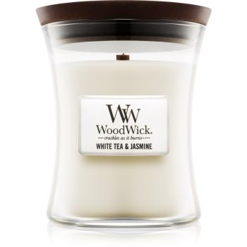 Woodwick White Tea & Jasmine illatos gyertya fa kanóccal 275 g