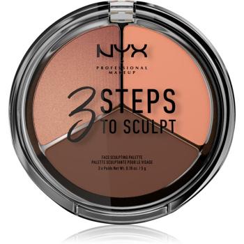 NYX Professional Makeup 3 Steps To Sculpt Púderes highlight és kontúr paletta árnyalat 04 Deep 15 g