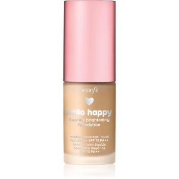 Benefit Hello Happy Flawless Brightening Foundation Mini frissítő folyékony make-up SPF 15 árnyalat 04 Medium Neutral 10 ml