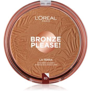 L’Oréal Paris Wake Up & Glow La Terra Bronze Please! bronzosító és kontúrozó púder árnyalat 03 Amalfi Medio 18 g