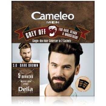 Delia Cosmetics Cameleo Men egyszer használatos festék az ősz haj azonnali fedésére árnyalat 3.0 Dark Brown 2 x 15 ml