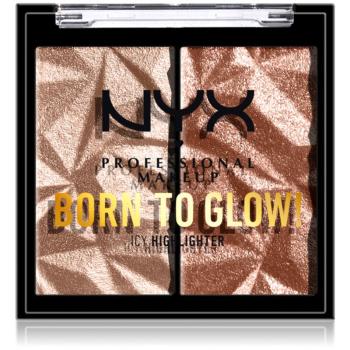 NYX Professional Makeup Born To Glow Icy Highlighter bőrvilágosító paletta árnyalat 03 - High Key Flex 5,7 g