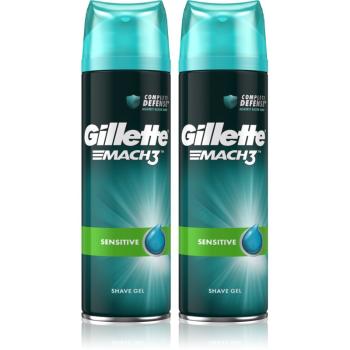 Gillette Mach3 Sensitive nyugtató borotválkozó gél uraknak 2 x 200 ml