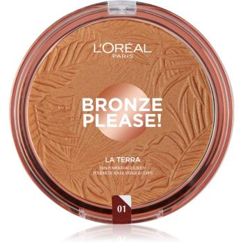 L’Oréal Paris Wake Up & Glow La Terra Bronze Please! bronzosító és kontúrozó púder árnyalat 01 Portofino Leger 18 g