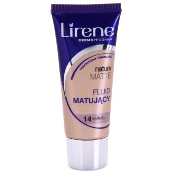 Lirene Nature Matte mattító make-up folyadék a hosszan tartó hatásért árnyalat 14 Caramel 30 ml