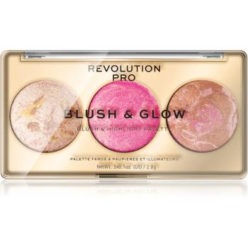 Revolution PRO Blush & Glow paletta az egész arcra árnyalat Rose Glow 8.4 g
