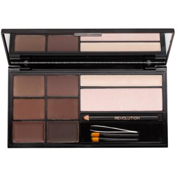 Makeup Revolution Ultra Brow paletta a szemöldök sminkeléséhez árnyalat Medium to Dark 18 g
