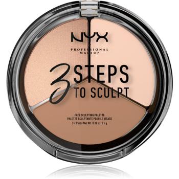 NYX Professional Makeup 3 Steps To Sculpt Púderes highlight és kontúr paletta árnyalat 01 Fair 15 g