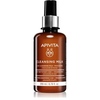 Apivita Cleansing Chamomile & Honey tisztító tej 3 in 1 az arcra és a szemekre 200 ml
