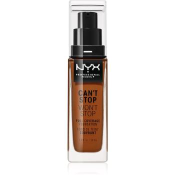 NYX Professional Makeup Can't Stop Won't Stop Magas fedésű alapozó árnyalat 22.7 Deep Walnut 30 ml