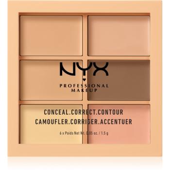 NYX Professional Makeup Conceal. Correct. Contour Korrektor és kontúrozó paletta árnyalat 01 Light 6 x 1.5 g