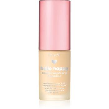 Benefit Hello Happy Flawless Brightening Foundation Mini frissítő folyékony make-up SPF 15 árnyalat 02 Light Warm 10 ml