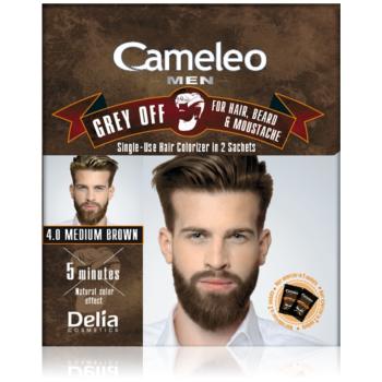Delia Cosmetics Cameleo Men egyszer használatos festék az ősz haj azonnali fedésére árnyalat 4.0 Medium Brown 2 x 15 ml