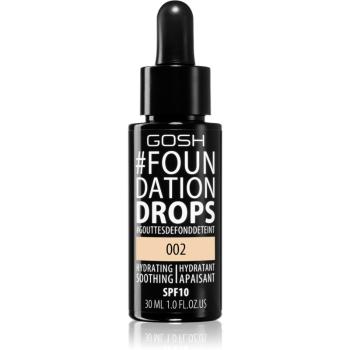 Gosh Foundation Drops gyengéd make-up csepp formában SPF 10 árnyalat 002 Ivory 30 ml