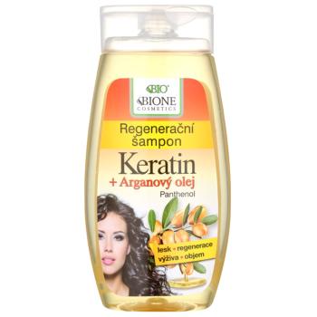 Bione Cosmetics Keratin Argan regeneráló sampon a fénylő és selymes hajért 260 ml